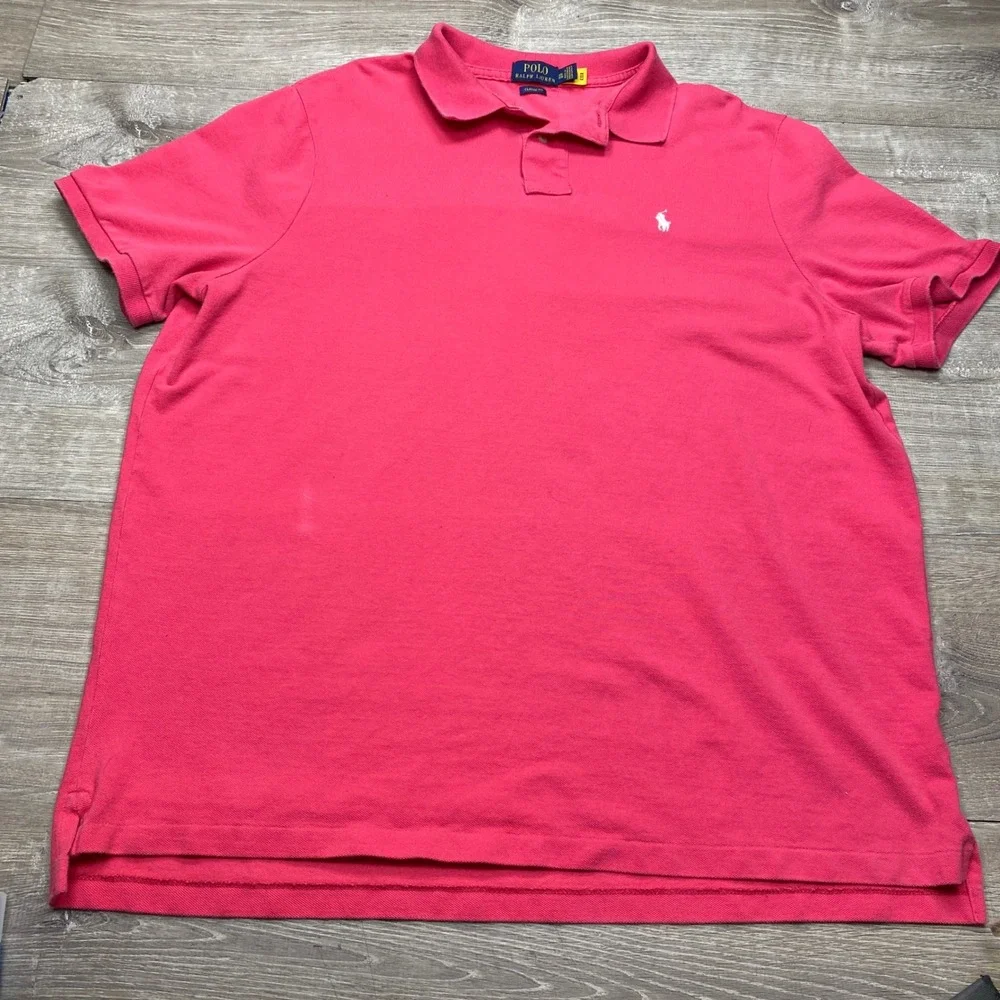 Polo Ralph Lauren Mesh Polo Mens XXL Pink Classic Fit Short Sleeve Casual Golf